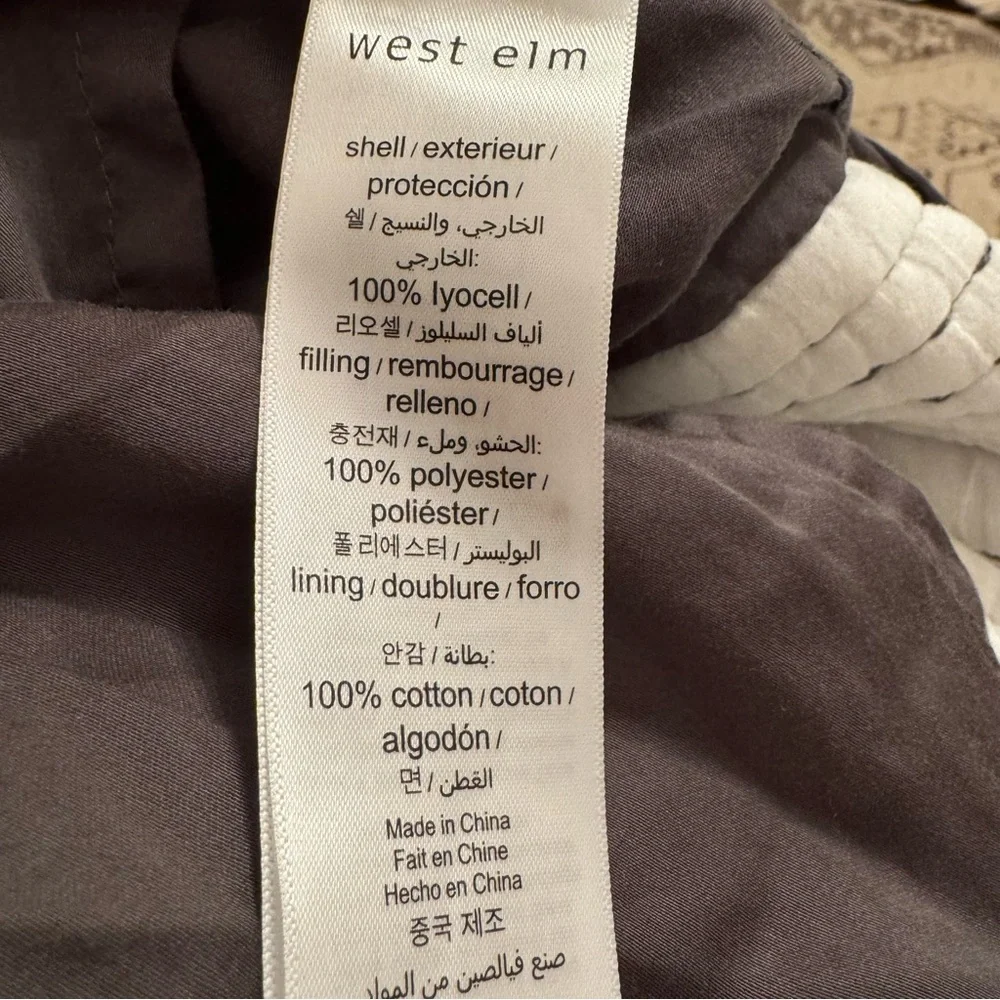 2 West Elm Silky TENCEL Pick Channel Stitch Quilted KING Shams